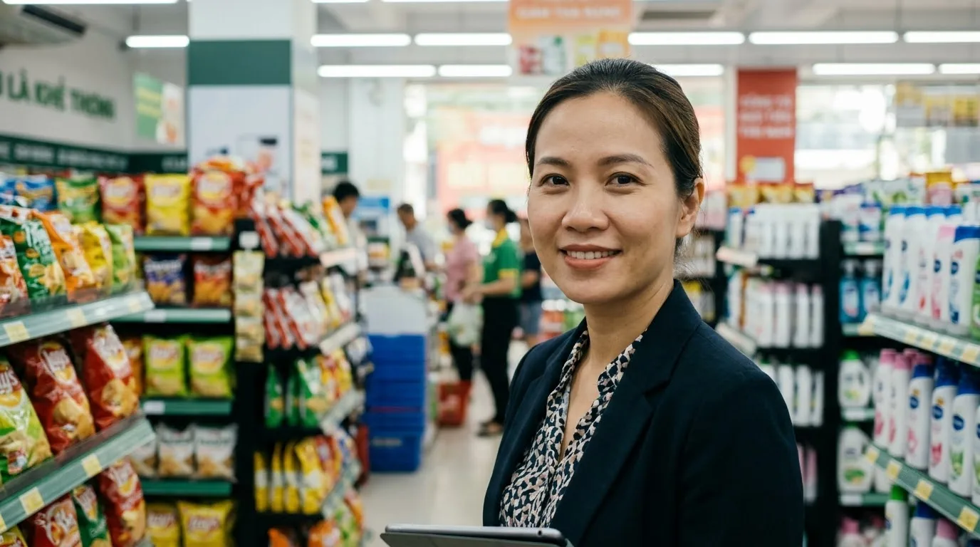 Biểu đồ quy mô và tốc độ tăng trưởng của thị trường FMCG Việt Nam giai đoạn 2023 - 2024