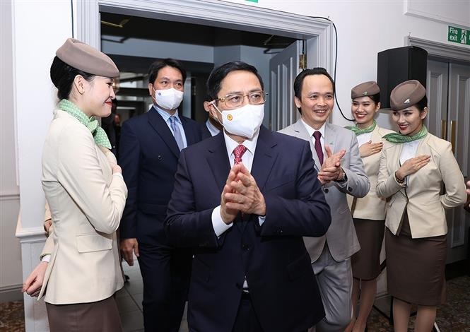 Thủ tướng Phạm Minh Chính đến dự Lễ ra mắt đường bay thẳng Việt Nam
